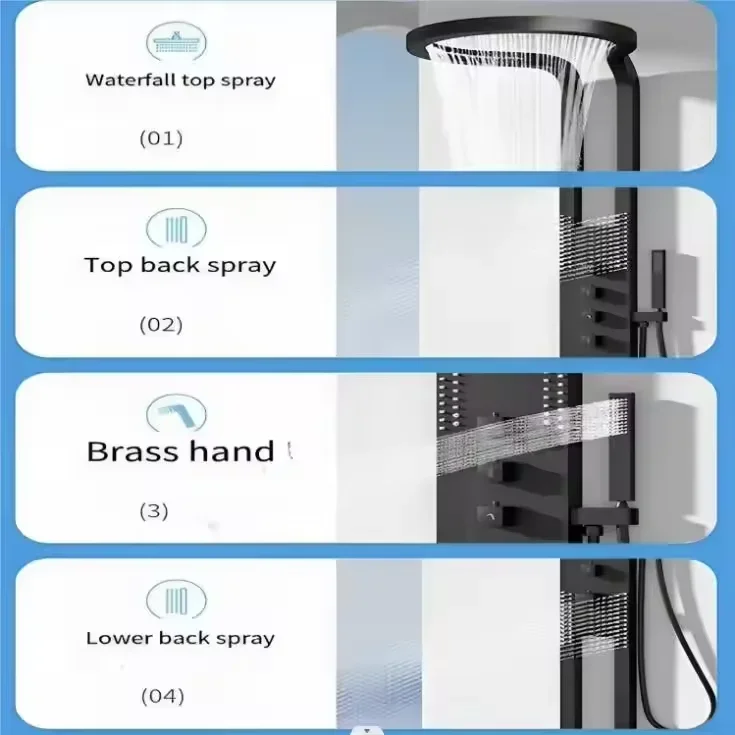 Shower Head Set System, Waterfall Rainfall,Luxury Multifunction - الصورة 6